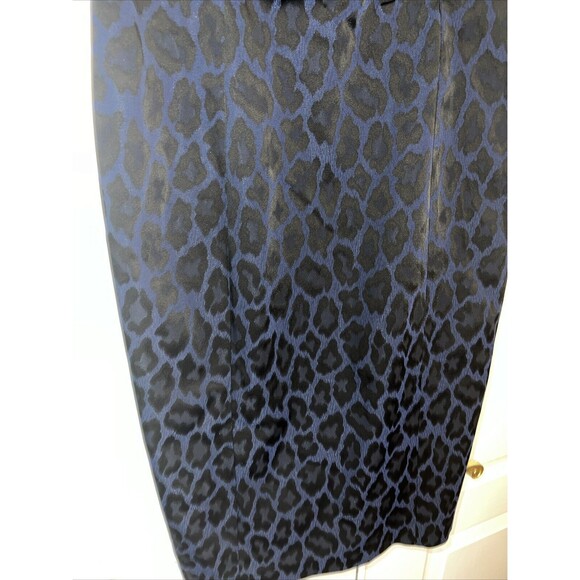 KAY UNGER NEW YORK Women's Dress Sz 6 Cap Sleeveless V-Neck Blue Black Leopard - Picture 5 of 13